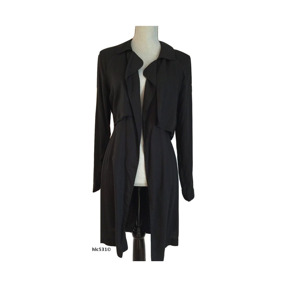 Cloth & Stone Black Draped Chambray Trench